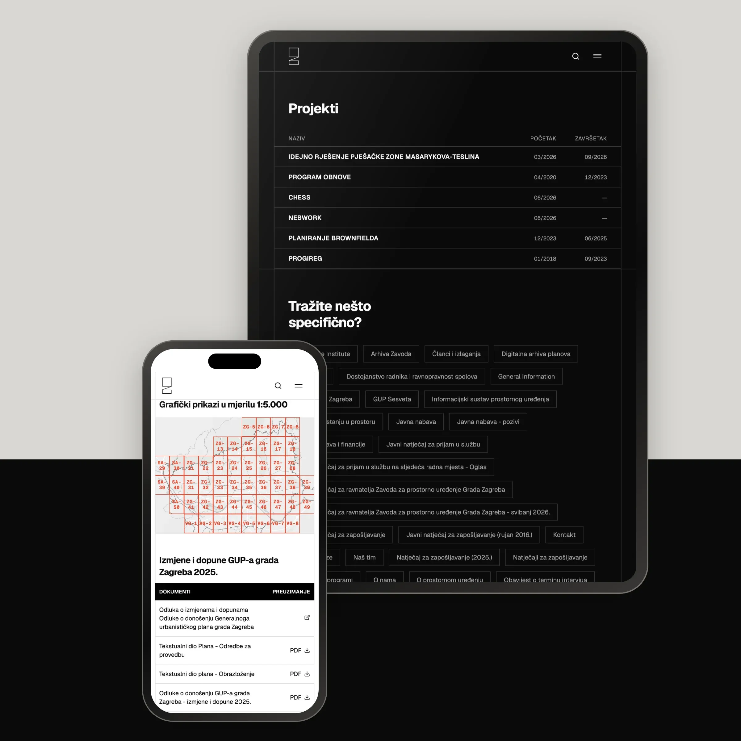 ZZPUGZ – popis projekata na tabletu i karta na mobitelu